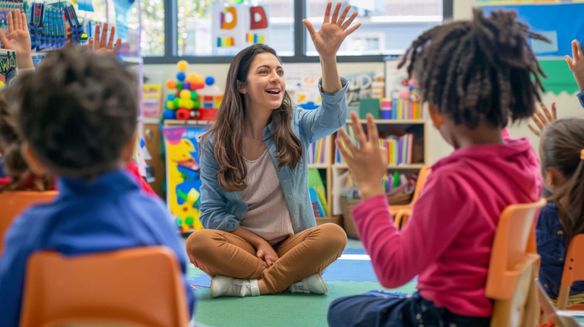 A Morgan’s Early Learning Centers teacher smiling with her students